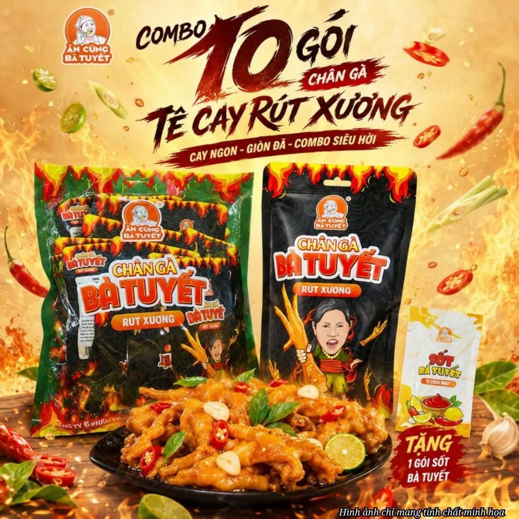(Tặng 1 gói sốt) COMBO 10 CHÂN GÀ BÀ TUYẾT - ĂN CÙNG BÀ TUYẾT M120
