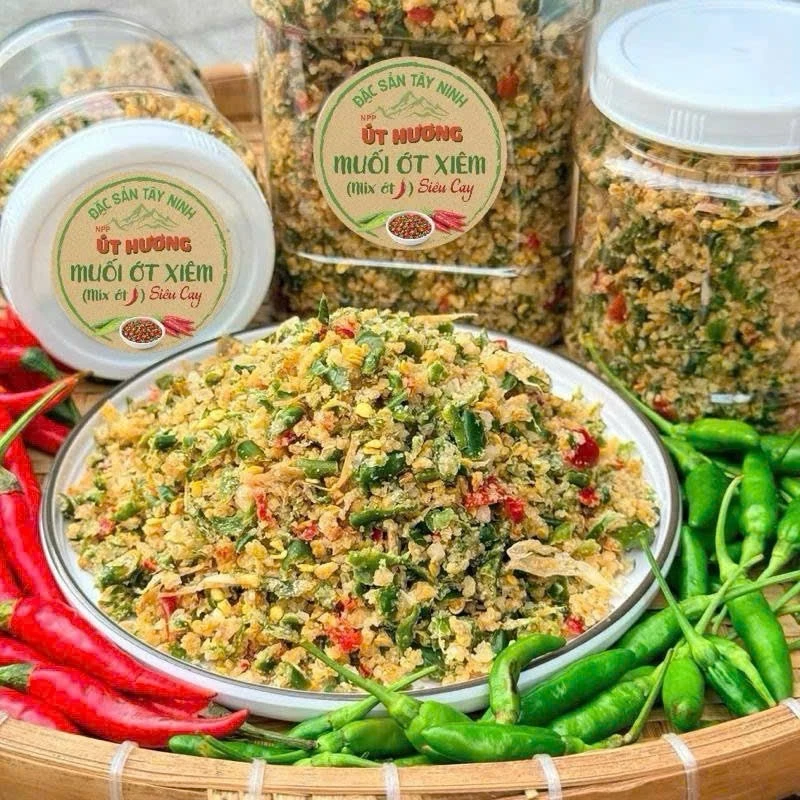 Muối ớt XIÊM XANH siêu cay  ( Mix ớt đỏ )  PHƠI NẮNG - ( chay) Đặc sản Tây Ninh