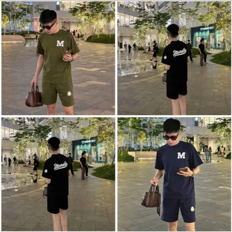 Bộ Quần Áo Nam Mùa Hè Chất Cải Cotton Cao Cấp - Bộ Cộc Hè Nam Nữ Họa Thiết Chữ M Siêu Đẹp 4 màu phong cách