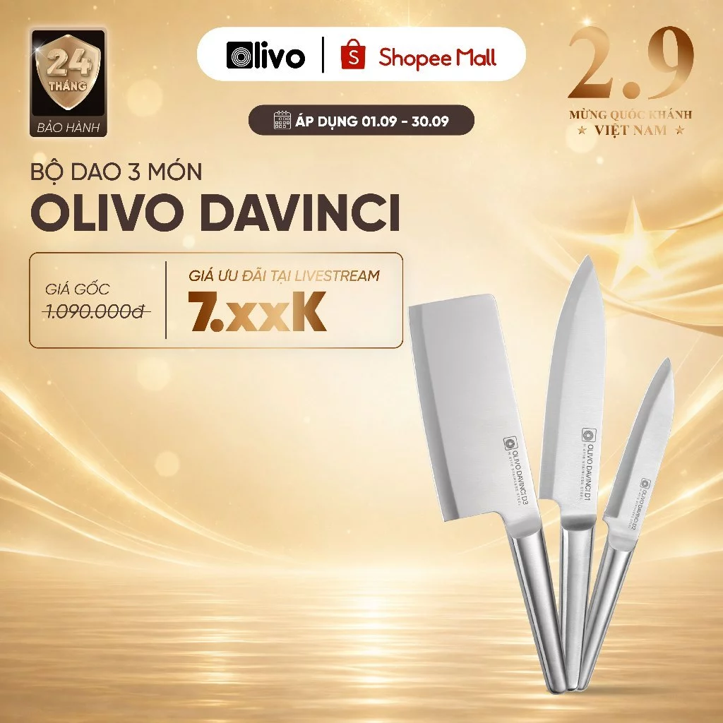 Dao OLIVO DAVINCI – Lưỡi Dao Sắc Bén – Thiết Kế Công Thái Học – Chuôi INOX 430
