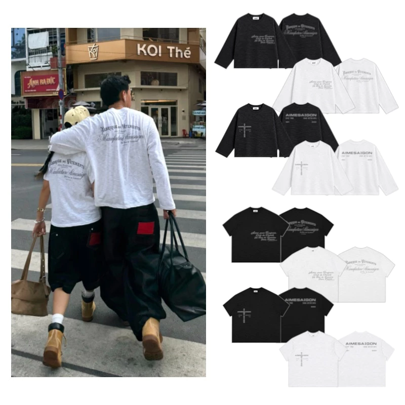 [Slub Cotton Xược] ATDTN02 Aimesaigon Áo Thun Tay Ngắn-Tay Dài Boxy Mỏng Mát Local Brand Form Rộng Nam Nữ Unisex HotTren