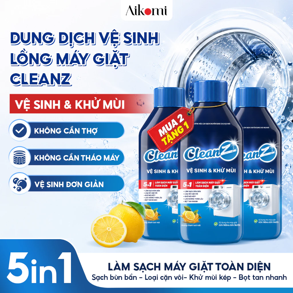Dung Dịch Vệ Sinh Và Khử Mùi Lồng Máy Giặt CleanZ cho Cửa Ngang & Cửa Đứng Toàn Diện 250ml/chai