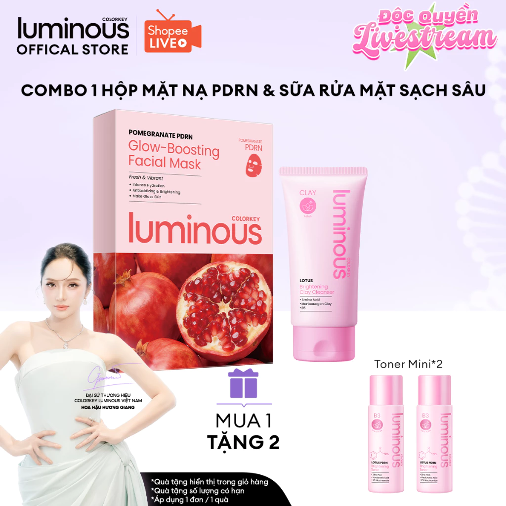 [KOL-EX] Combo Sữa rửa mặt Trà xanh/Hoa sen 100ml & Mặt nạ PDRN COLORKEY LUMINOUS 25ml/miếng