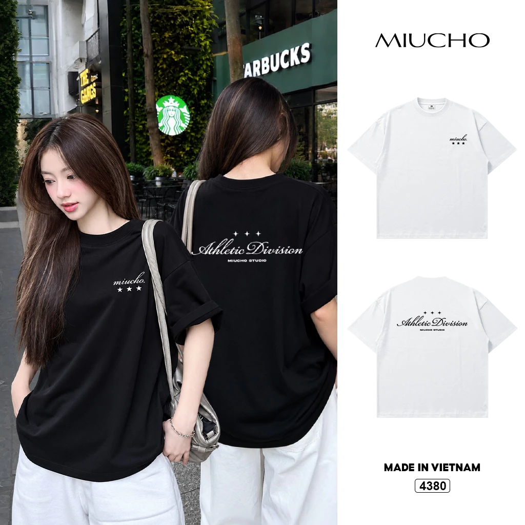 Áo thun unisex form boxy athletic division thoáng mát Hàn Quốc Miucho 4380