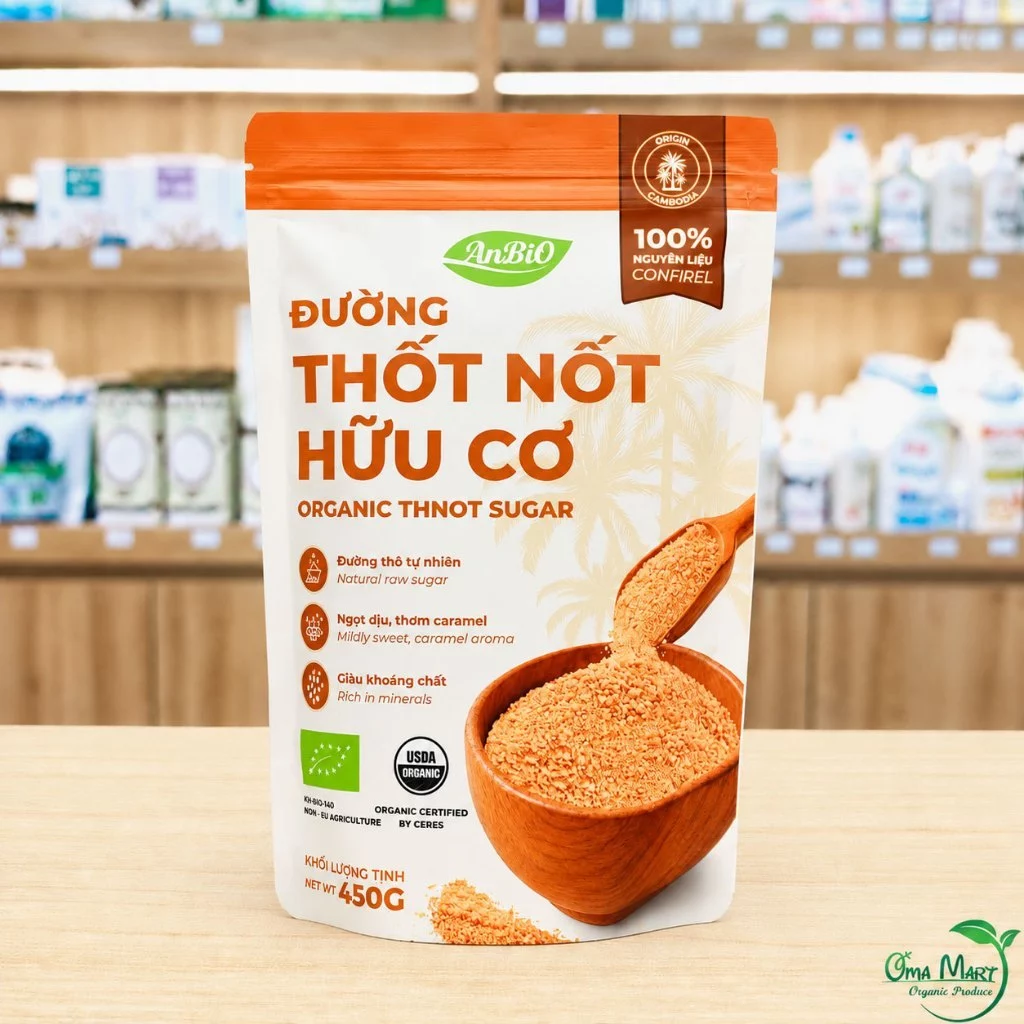 Đường Thốt Nốt Hữu Cơ ANBIO Nguyên Chất 450g - Nấu Chè, Kho Cá Thơm Ngon, Tự Nhiên
