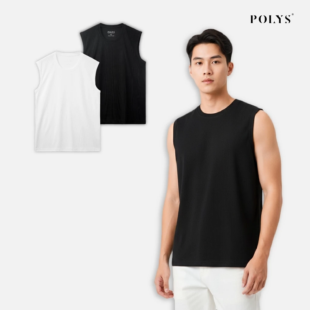 SALE HÈ Áo Ba Lỗ Nam Thun Gân POLYS Giãn 2 Chiều Form Oversize. TANKTOP THUN GÂN