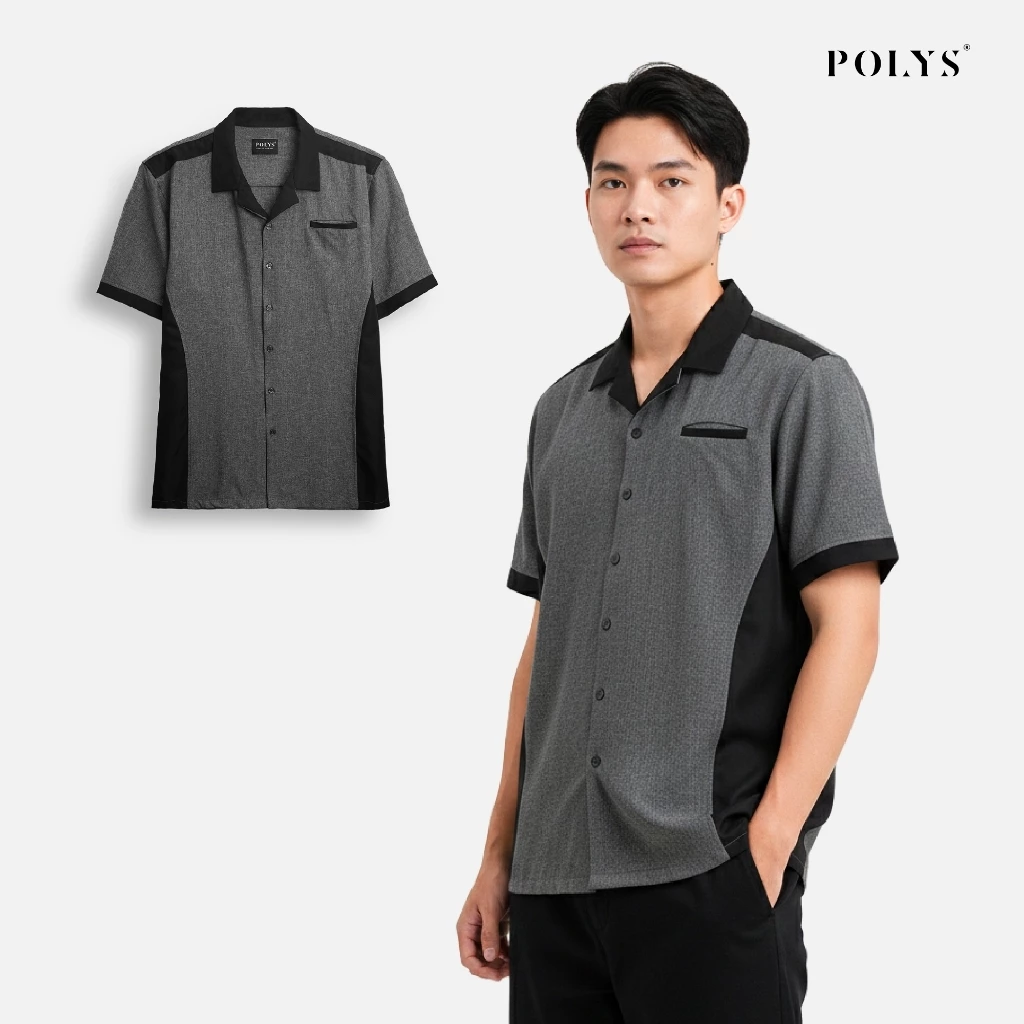 SALE HÈ Áo Sơ Mi Nam POLYS Vải Kate Silk Dày Dặn Co Giãn 2 Chiều Áo Sơ Mi Nam Tay Ngắn OTIS
