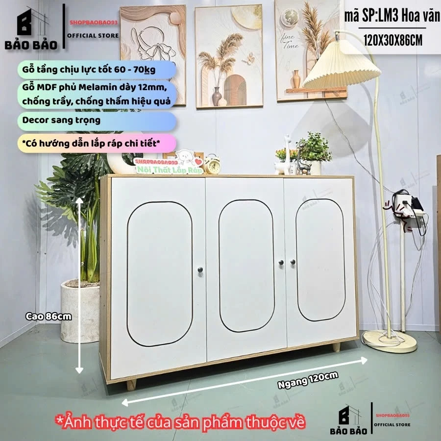 Tủ gỗ đựng đồ đa năng chất liệu gỗ MDF decor phong cách hiện đại - LM3