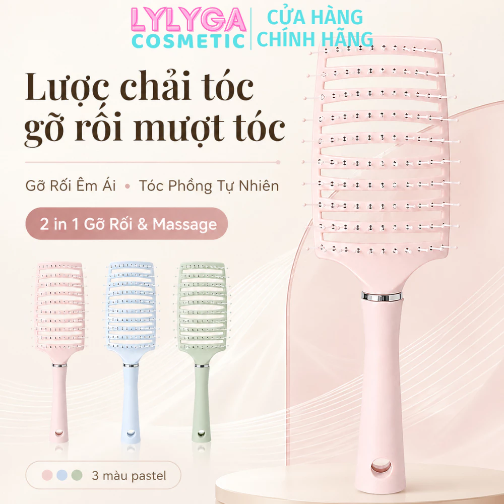 Lược chải tóc gỡ rối mượt tóc lược bán nguyệt chải làm phồng chân tóc, tóc mái và massge da dầu giảm gãy rụng