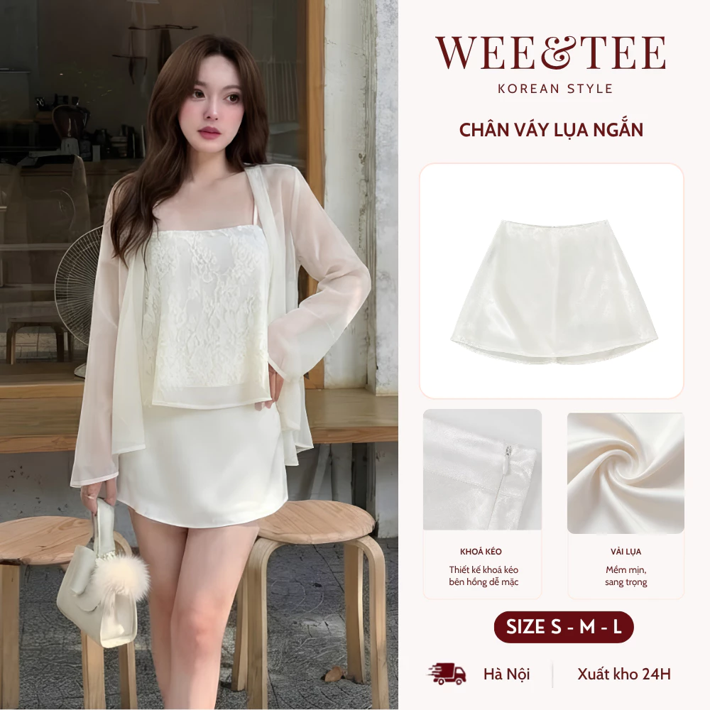 Chân Váy Lụa Ngắn Chữ A Xoè Nhẹ Lụa Mát Mềm Mịn Siêu Xinh Hot Trend Có Quần Bảo Hộ
