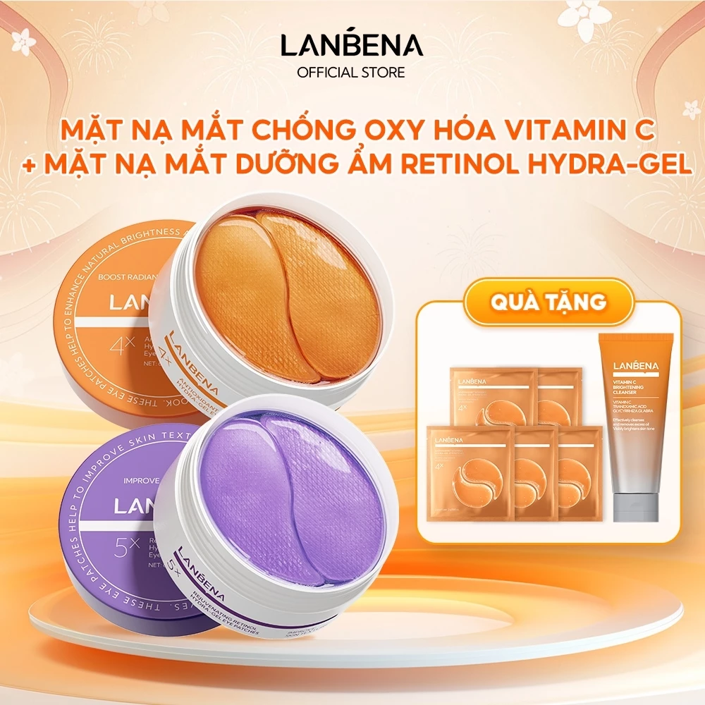 LANBENA MẶT NẠ MẮT Vitamin C Collagen(60 miếng)- Dưỡng ẩm vùng da quanh mắt, giảm quầng thâm,Skincare