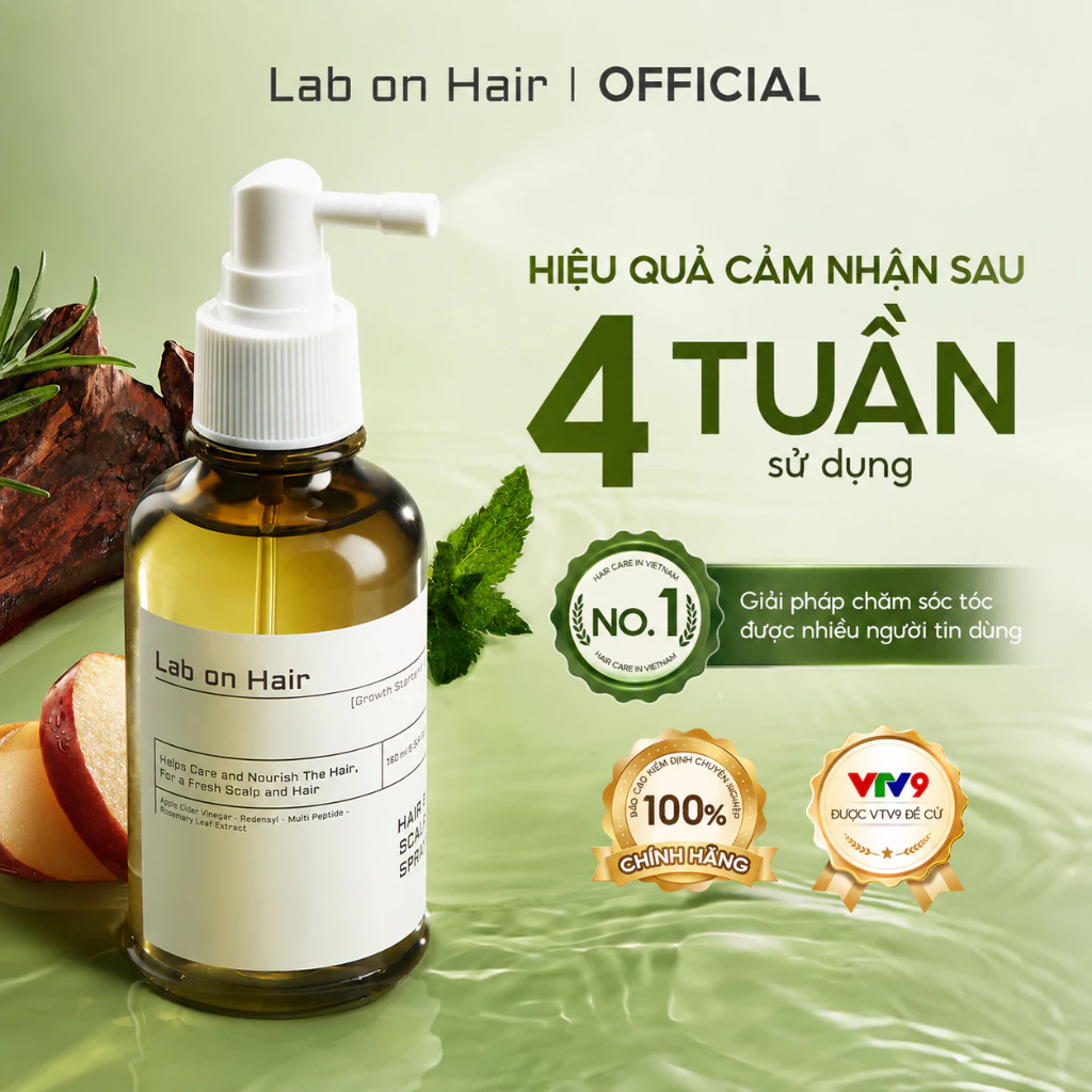 Xịt mọc tóc Lab on Hair 160ml xịt dưỡng tóc với giấm táo Kích thích mọc tóc Rụng Tóc