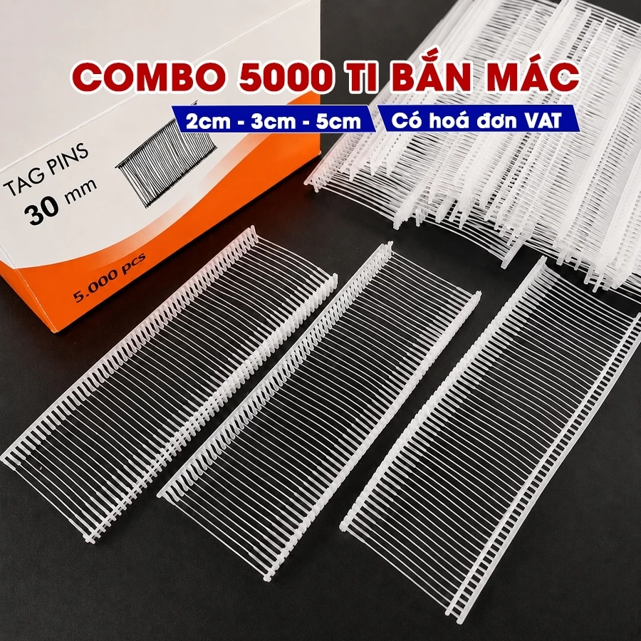 (Có hoá đơn VAT) Ti bắn mác quần áo nhựa PVC dẻo dai, bền bỉ kích thước 2cm, 3cm, 5cm