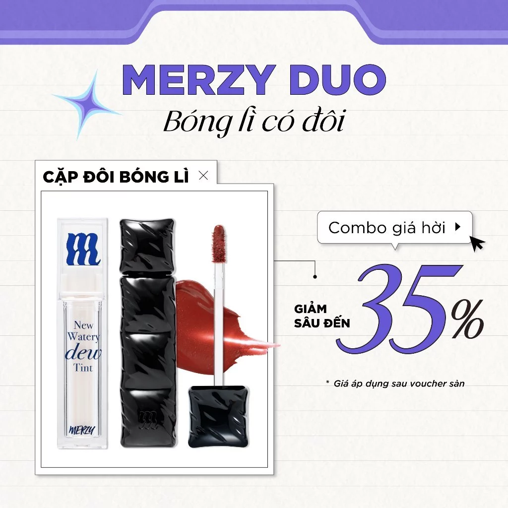 [MERZY DUO] MOOD DUO: Son Tint Bóng Merzy New Dew 4g + Son Kem Merzy Puffer Velvet Tint