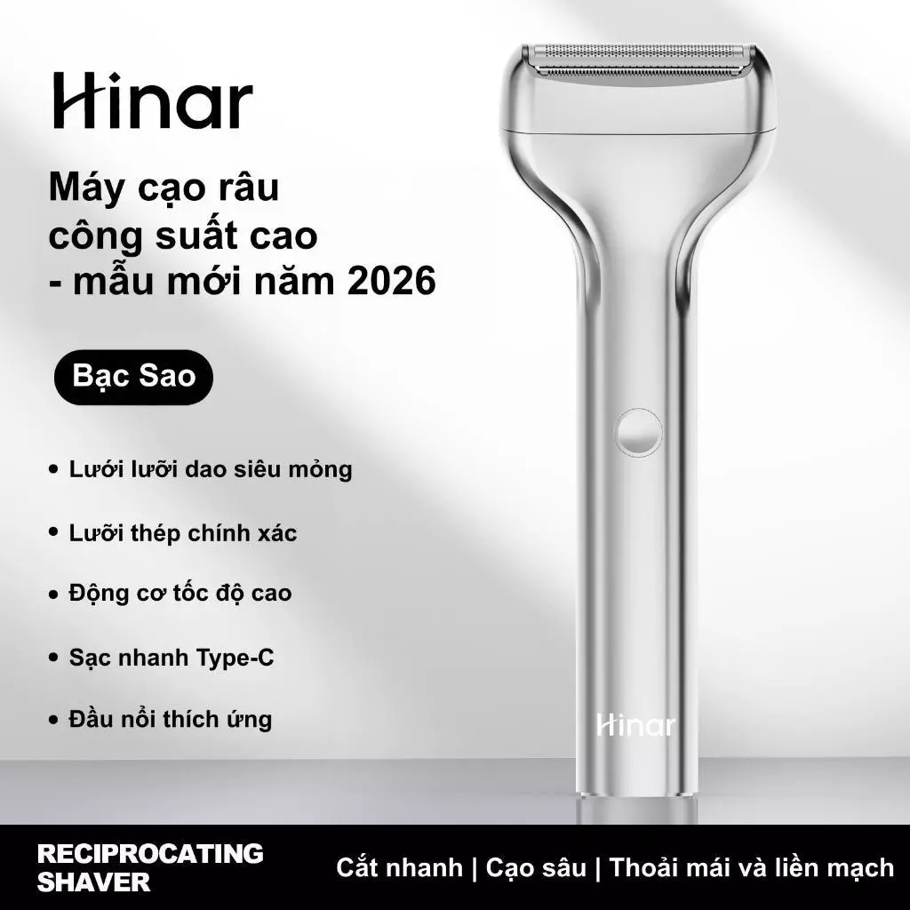 [Dòng Cao Cấp]  HINAR Máy cạo râu điện - ,thiết kế mỏng nhẹ với đầu cạo từ tính dễ tháo rời, phù hợp với da nhạy cảm.