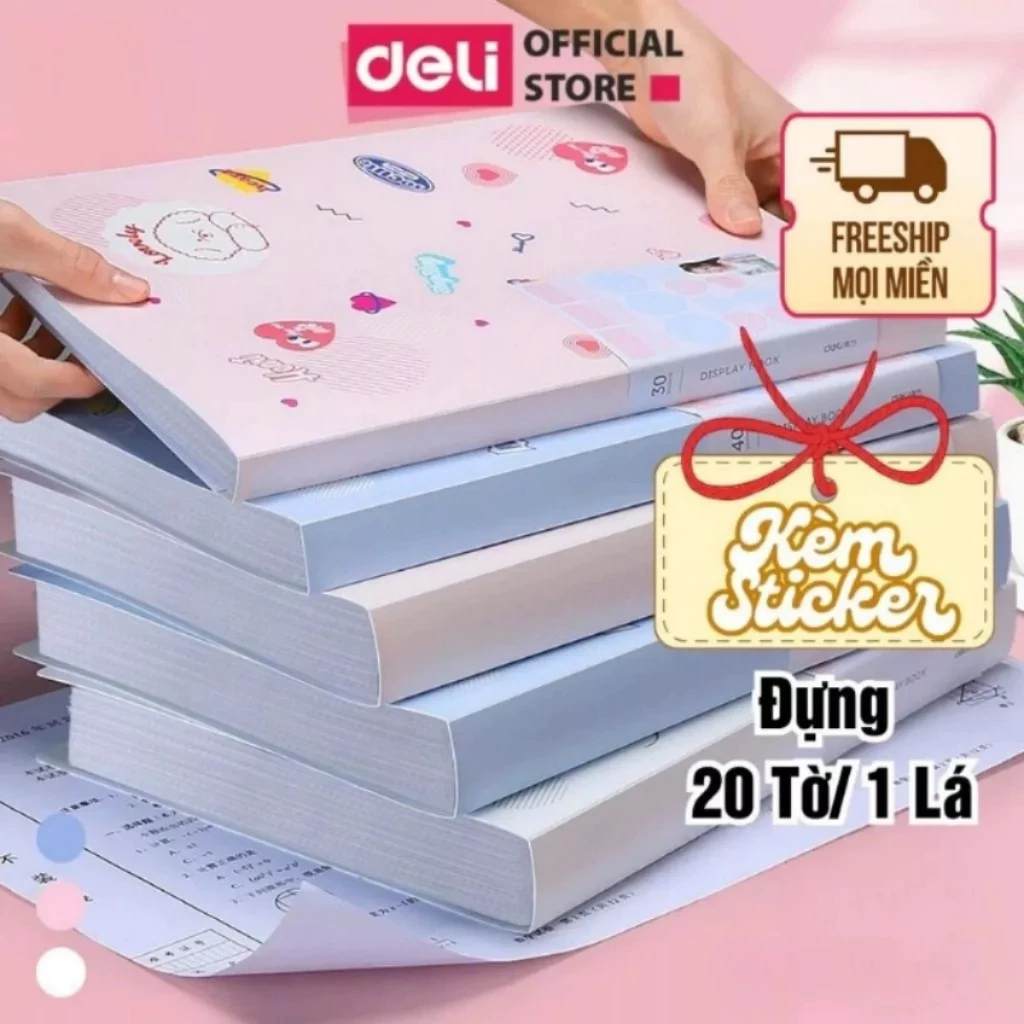 File Lá Tài Liệu 30 40 Túi Đựng Siêu Âm Màu Pastel Học Sinh Deli Đa Năng A4 Họa Tiết Cute