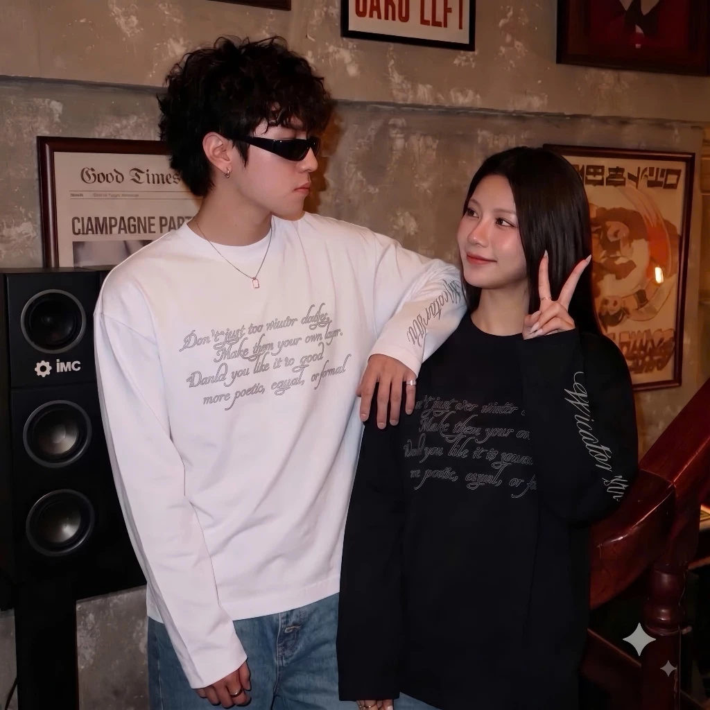Áo Thun Long-SLEEVE CROSSCHAMP Over Boxy , chất liệu nỉ da cá In Lụa Thiết Kế Dài Tay Cho Nam Nữ - Áo Chữ