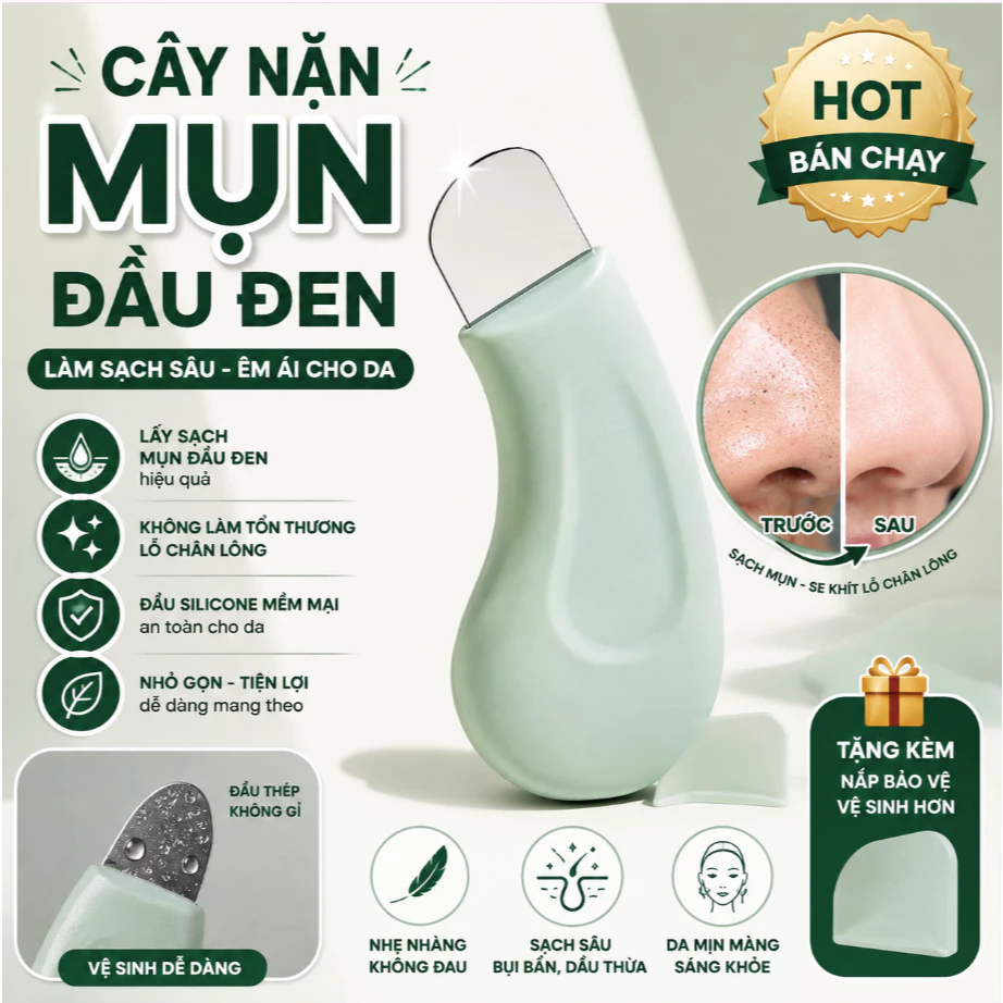 Cây Nặn Mụn Đầu Đen Inox, Dụng Cụ Làm Sạch Mụn Cám Bã Nhờn Lỗ Chân Lông