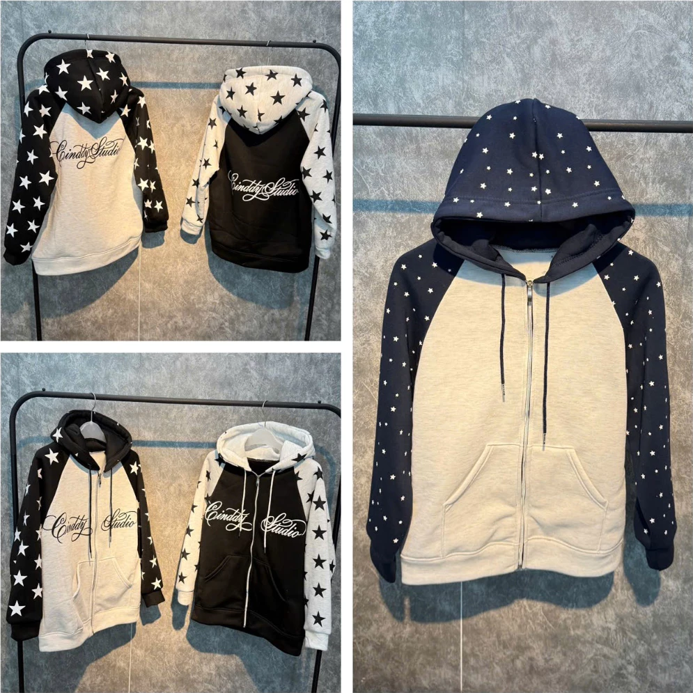 Áo khoác nỉ hoodie GIÁP LĂNG IN HÌNH NGÔI SAO chất liệu nỉ bông cotton tàu kiểu dáng trẻ trung năng động fom 40-76kg