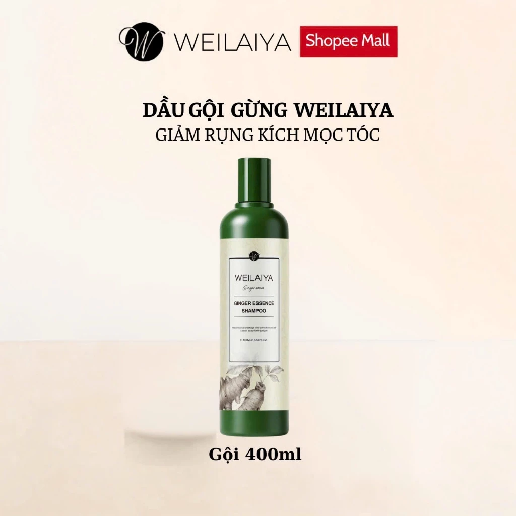 Dầu gội gừng Weilaiya giảm rụng, kích mọc tóc cho tóc dầu bết, CHAI GỘI 400ml