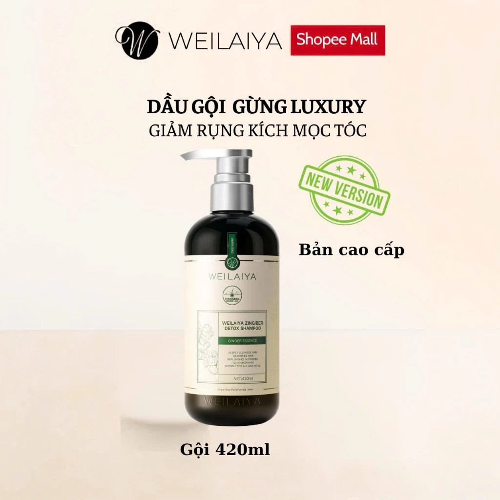 Dầu gội gừng Weilaiya LUXURY phiên bản mới, giảm rụng kích mọc tóc, CHAI GỘI 420ml