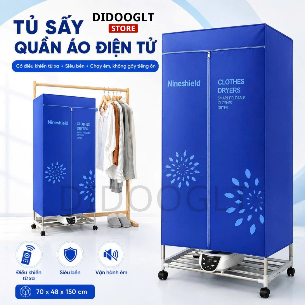 Tủ sấy quần áo điện tử có điều khiển từ xa. siêu bền chạy êm không gây tiếng ồn (Hàng Chính Hãng)