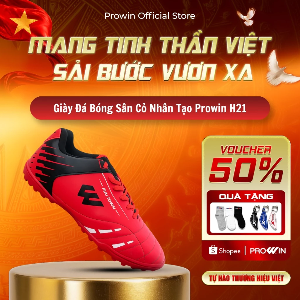 [KOL] Giày đá bóng trẻ em Prowin H21 sân cỏ nhân tạo ( Size 28-32) - Da PVC, khâu đế chắc chắn, bám sân