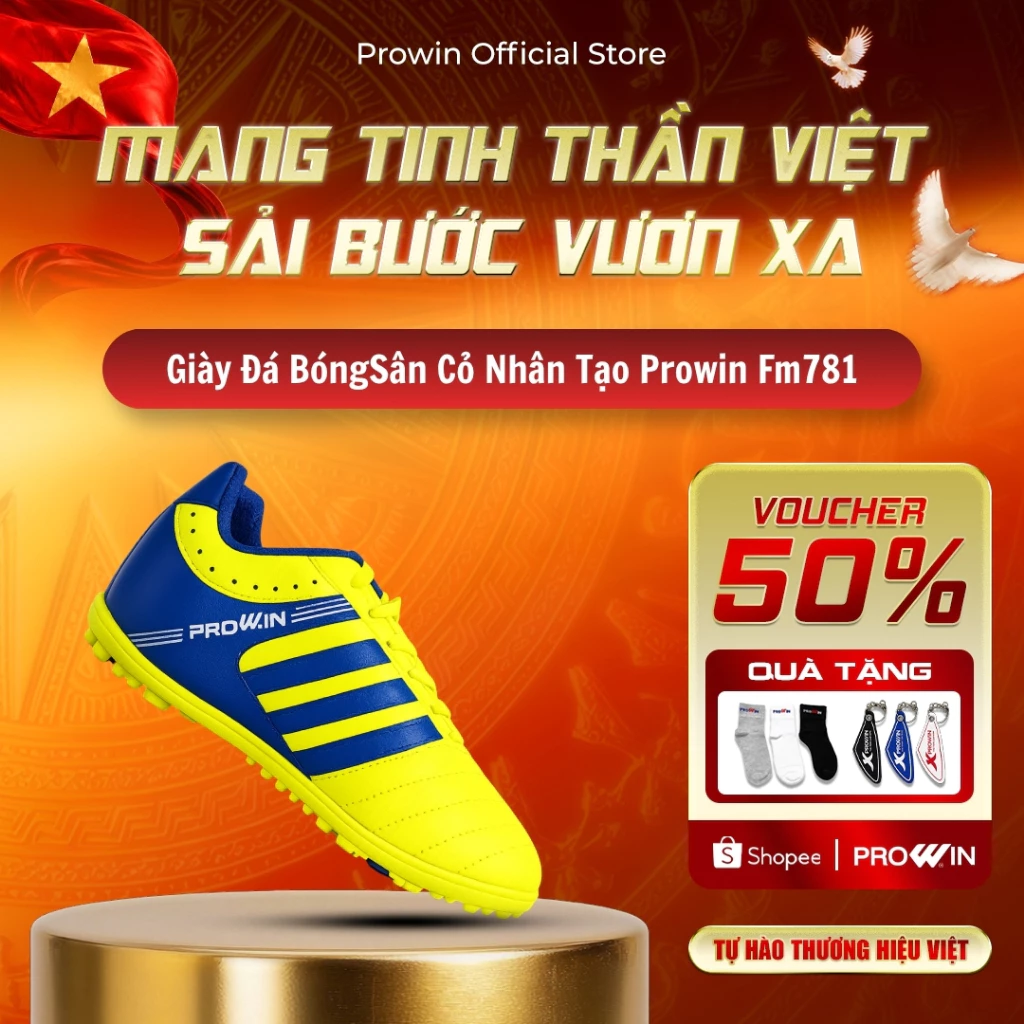 [KOL] Giày đá bóng Prowin FM781 sân cỏ nhân tạo (Full size 28-48) - Ôm chân, mềm nhẹ