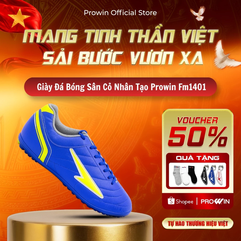 [KOL] Giày đá bóng Prowin FM 1401 sân cỏ nhân tạo (Size 28 - 37) - Ôm chân, mềm nhẹ