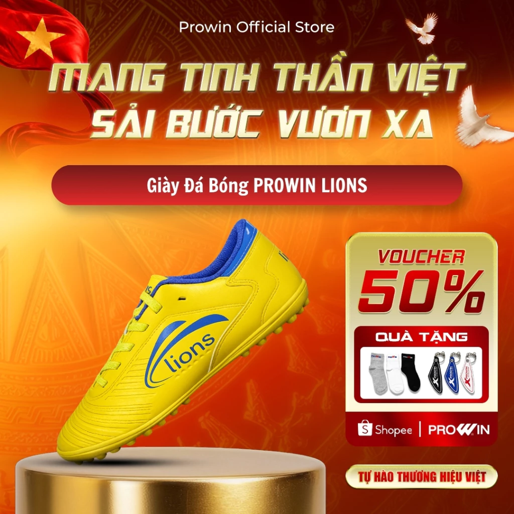 [KOL] Giày Đá Bóng Nam PROWIN LIONS (Size 33–45) – Khâu Đế Chắc Chắn, Đế Cao Su Đinh Tròn Bám Sân Cỏ Nhân Tạo Tốt