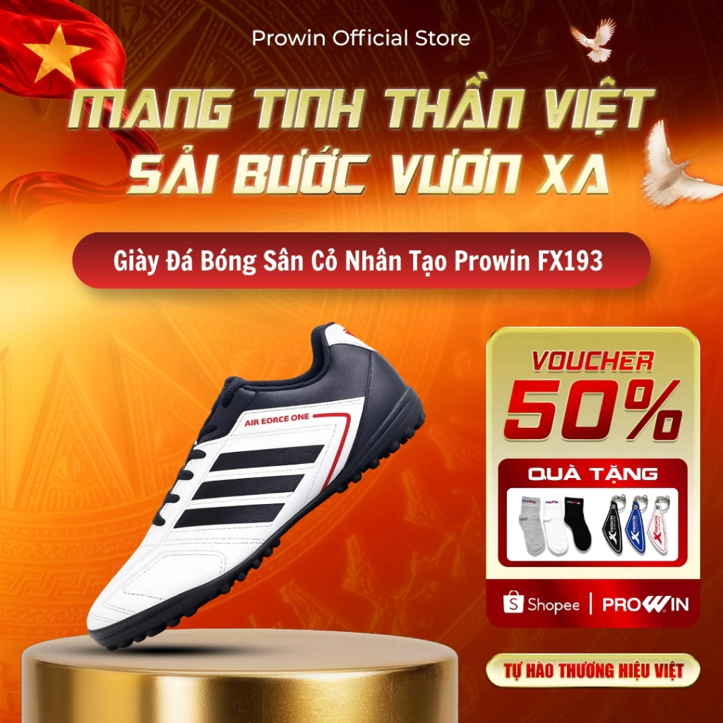 [KOL] Giày đá bóng Prowin FX 193 sân cỏ nhân tạo (Size 38-42) - Da PU Cao Cấp, Nhẹ, Bám Sân Tốt, Thiết Kế Thể Thao