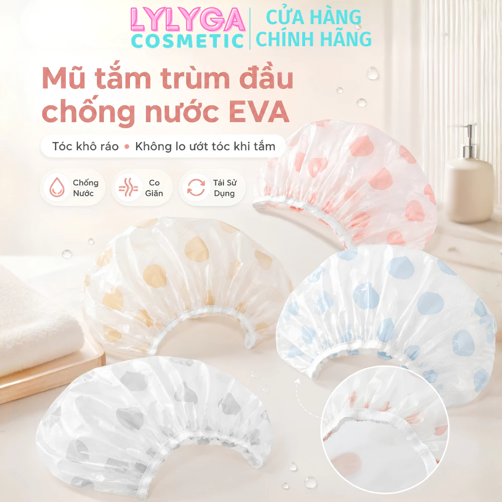 Mũ tắm trùm đầu chống nước EVA mũ ủ tóc chùm đầu chụp tóc EVA không thấm nước co giãn dùng nhiều lần tối giản DC13