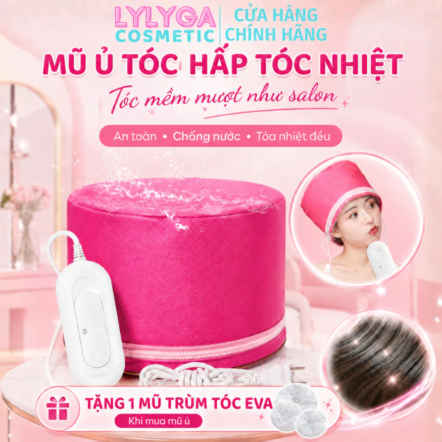 Mũ ủ tóc hấp tóc nhiệt tại nhà, nón kích nhiệt chống nước an toàn 2 cấp độ Tăng hiệu quả kem ủ tóc keratin collagen DC12