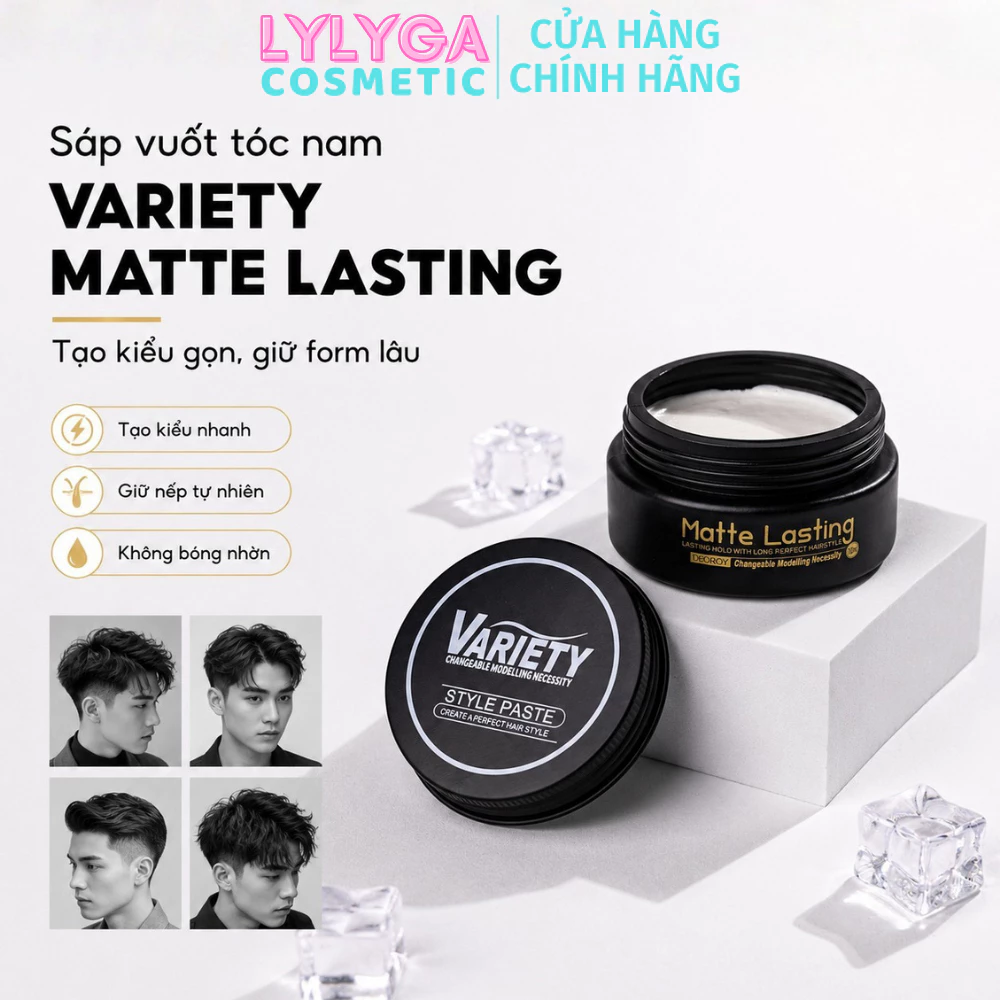 Sáp vuốt tóc nam VARIETY MATTE LASTING 100g Mùi hương nam tính, tạo kiểu dễ dàng, wax vuốt tóc tạo kiểu giữ nếp SA02