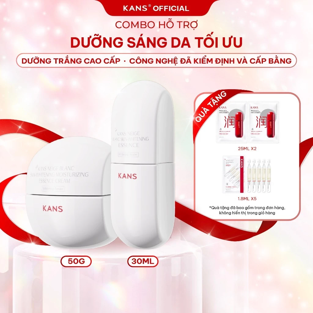 [DIỆP LÊ] Combo Kem dưỡng&Serum KANS Neige Blanc Skin-whitening Moisturizing 50g&30ml kèm quà tặng 12 món