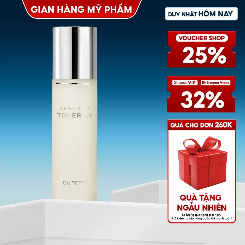Nước Hoa Hồng Dr.Pepti Centella Toner Ex Cấp Ẩm, Dưỡng Da Căng Bóng Chính Hãng Hàn Quốc 180ml