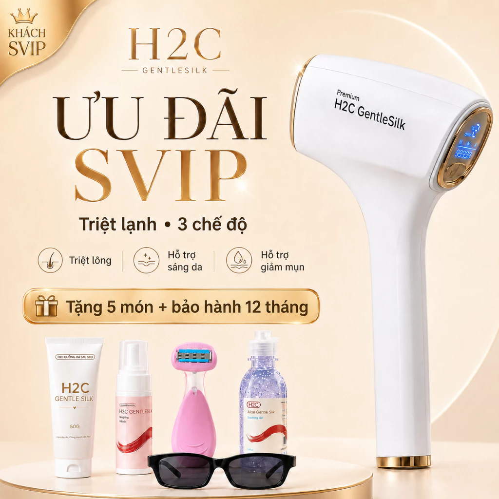 [SVIP] Máy Triệt Lông Lạnh IPL H2C GentleSilk Premium 12.5J – 9 Mức, 3 Chế Độ