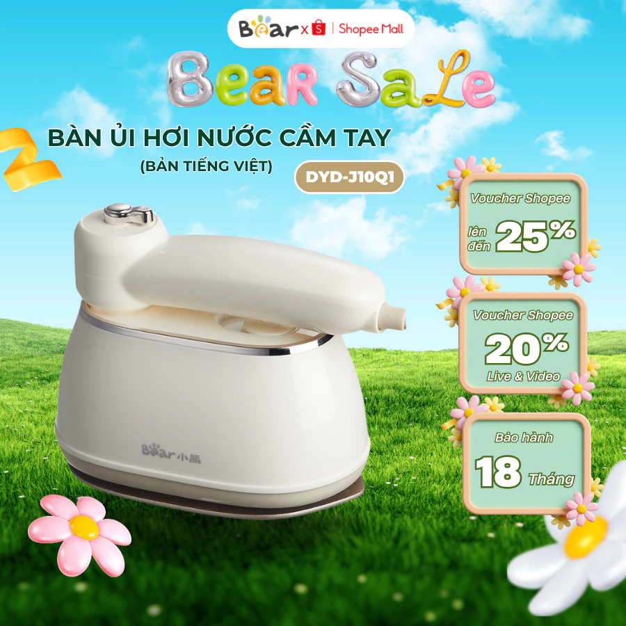 Bàn Ủi Hơi Nước Cầm Tay DYD-J10Q1, 1050W, Bàn Là Ủi Khô Vừa Hơi Nước, Khử Khuẩn, BH 18 Tháng