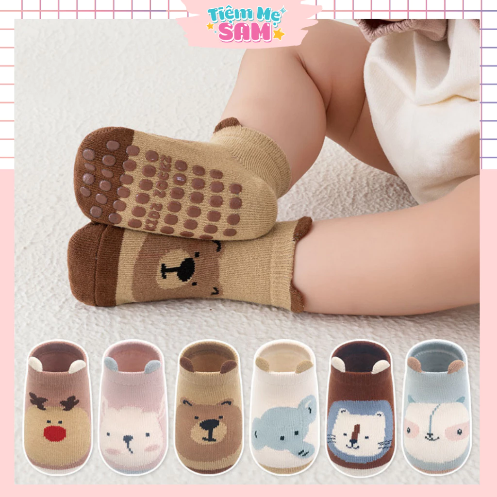 Tất Chống Trơn Trượt Cho Bé 0-3 tuổi, Tất Hình Dễ Thương Cho Bé Trai Bé Gái - TMT001
