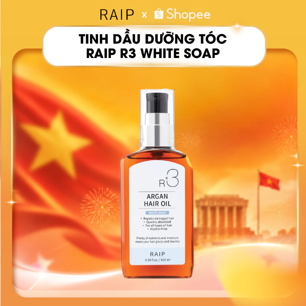 Tinh Dầu Dưỡng Tóc Raip R3 Argan Hair Oil White Soap100ml - Tinh Dầu Dưỡng Tóc Hương Trái Cây, Giúp Tóc Mềm Mại