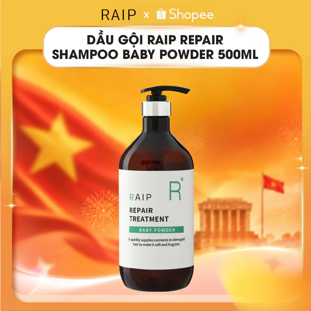 Dầu Gội Raip Repair Shampoo Baby Powder 500ml - Phục Hồi Tóc Hư Tổn, Hương Phấn Em Bé Dịu Ngọt