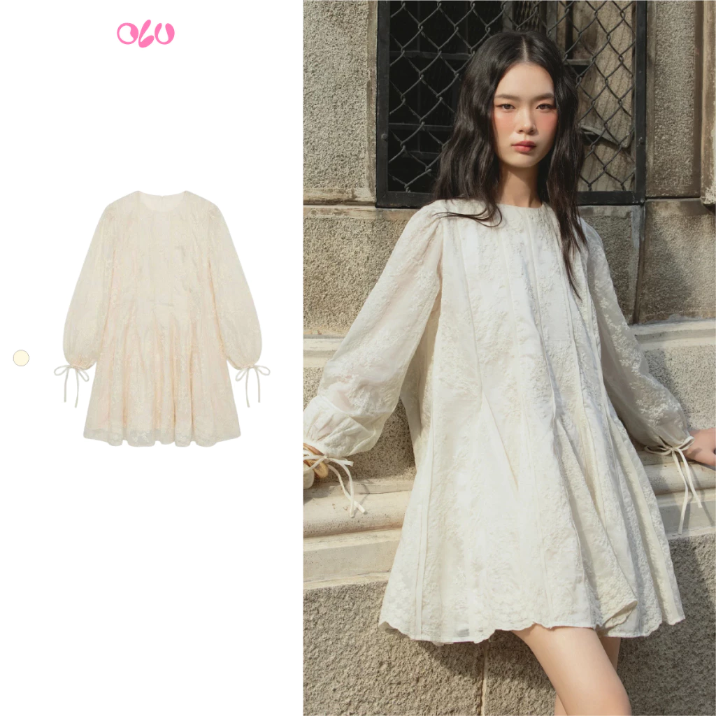 Đầm babydoll OLV hoa tay dài dáng bồng xòe phù hợp đi chơi Freya Loose Dress
