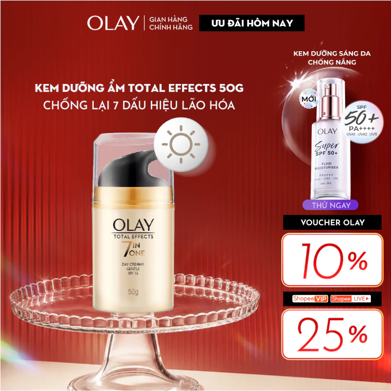 Kem Dưỡng Ẩm OLAY TOTAL EFFECTS Ban Ngày Phục Hồi & Làm Chậm 7 Dấu Hiệu Lão Hóa SPF 15 50G
