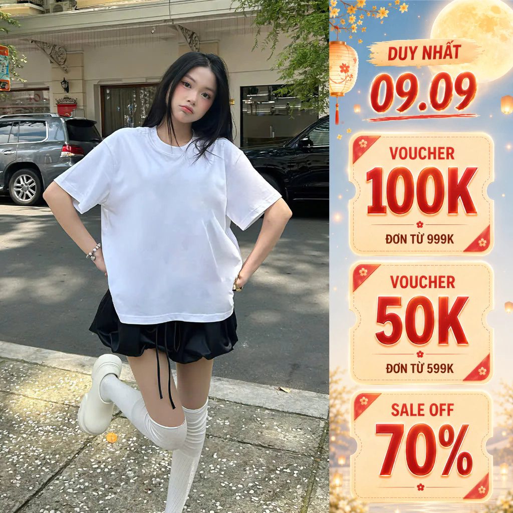 Áo thun form rộng Miucho co giãn dày dặn thoáng mát unisex nhiều màu ATT01
