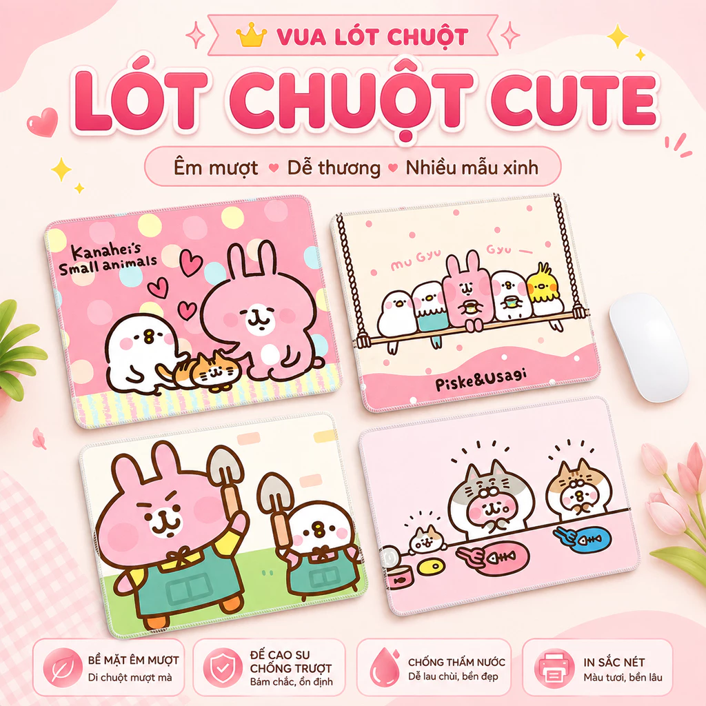 Tấm Lót Chuột Mèo Thỏ Khủng Long Cute Vua Lót Chuột Siêu Dễ Thương Dành Cho Nữ