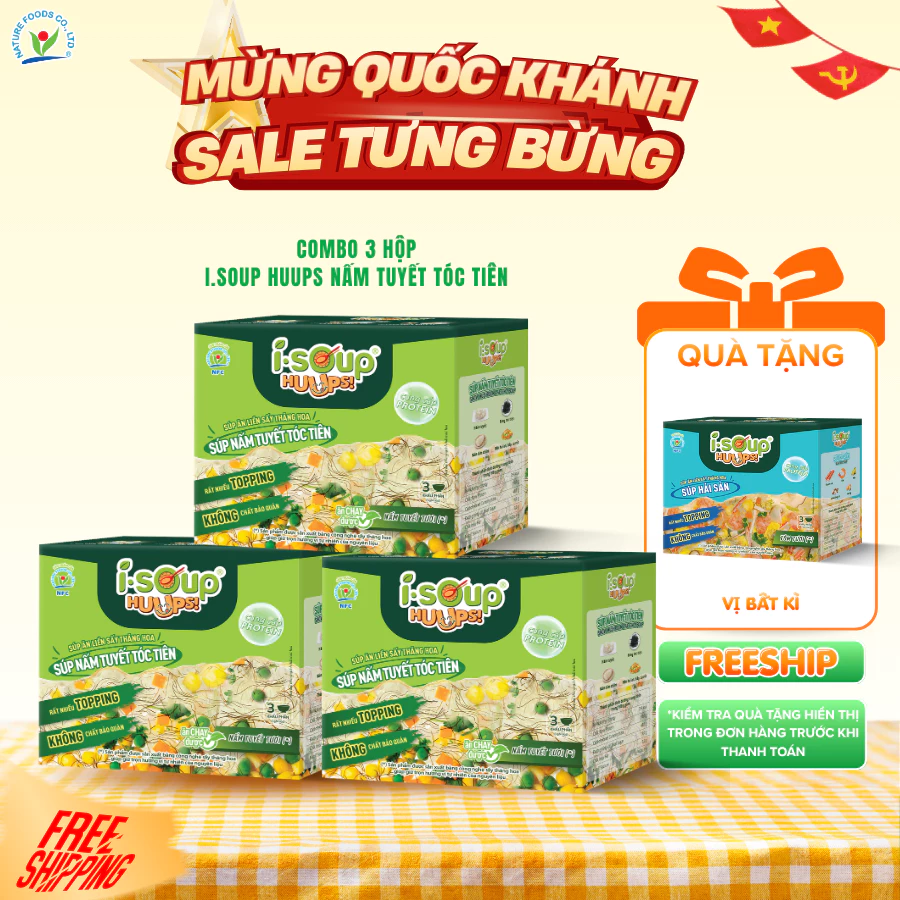 [ĐƠN TỪ 198K TẶNG 1 HỘP] COMBO 3 HỘP SOUP HUUPS! SÚP NẤM TUYẾT TÓC TIÊN (HỘP 3 VIÊN)