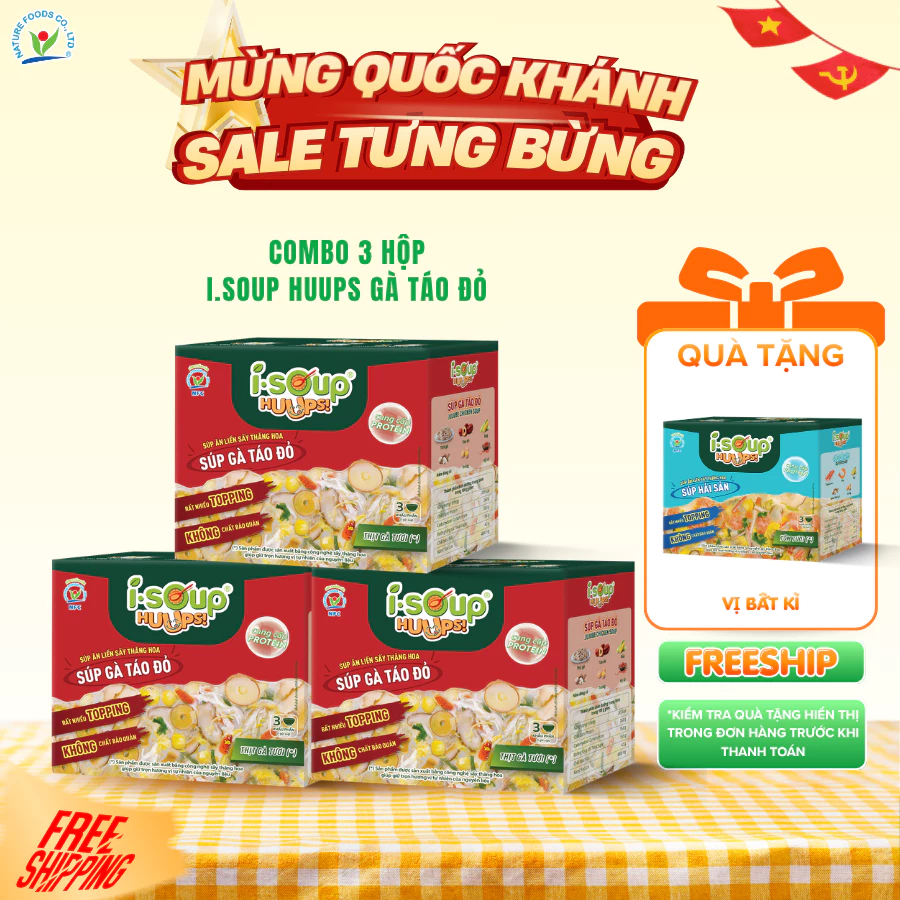 [ĐƠN TỪ 198K TẶNG 1 HỘP] COMBO 3 HỘP SOUP HUUPS! SÚP GÀ TÁO ĐỎ (HỘP 3 VIÊN)