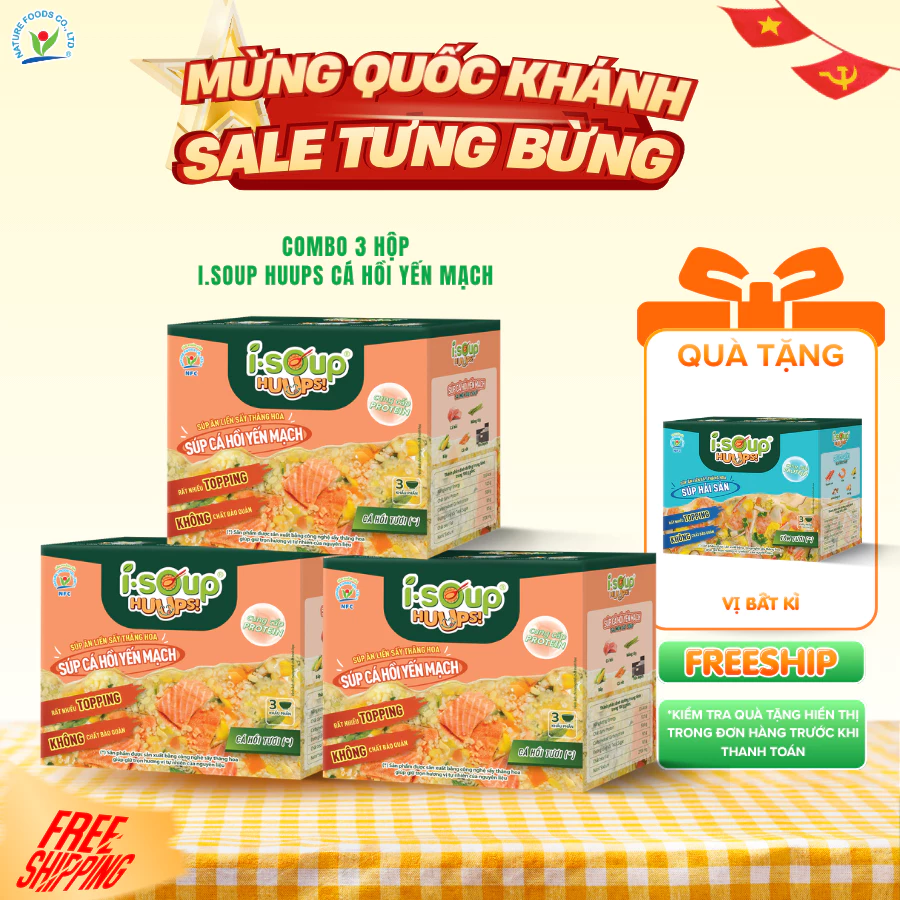 [ĐƠN TỪ 198K TẶNG 1 HỘP] COMBO 3 HỘP SOUP HUUPS! –  3 SÚP CÁ HỒI YẾN MẠCH (HỘP 3 VIÊN)