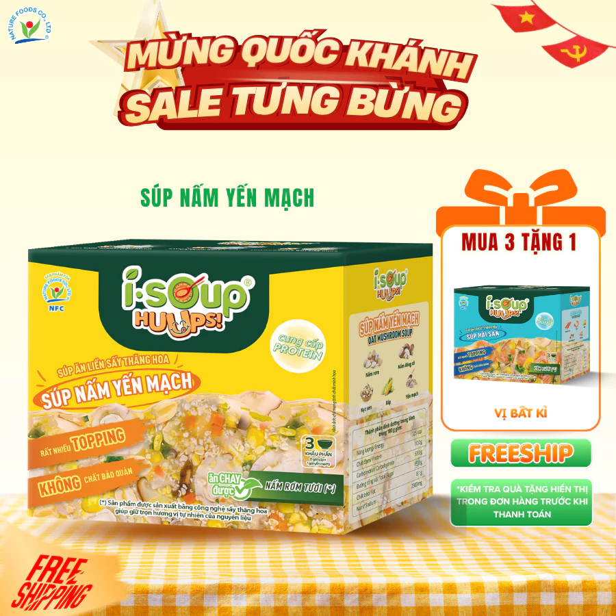 [ĐƠN TỪ 198K TẶNG 1 HỘP] ISOUP HUUPS! – SÚP NẤM YẾN MẠCH (HỘP 3 VIÊN)