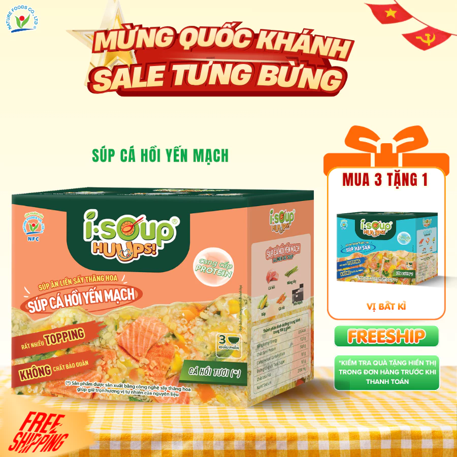 [ĐƠN TỪ 198K TẶNG 1 HỘP] ISOUP HUUPS! – SÚP CÁ HỒI YẾN MẠCH (HỘP 3 VIÊN)